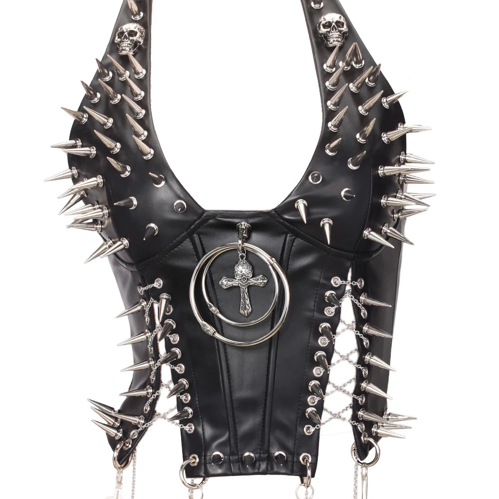 Y2K Gothic Spiked Tank Top - Punk Rock Emo Grunge Festival Style for Women
