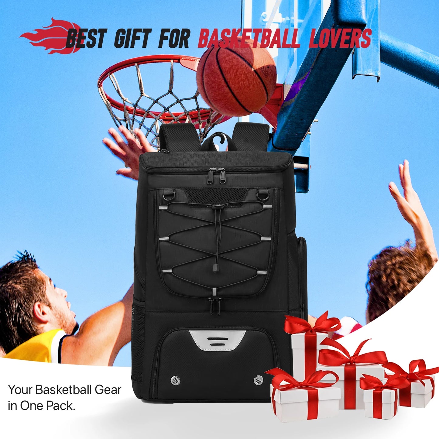 Basketball Sports Backpack - Multi-Sport Storage Bag with Separate Shoe Compartment for Training and Outdoor Use