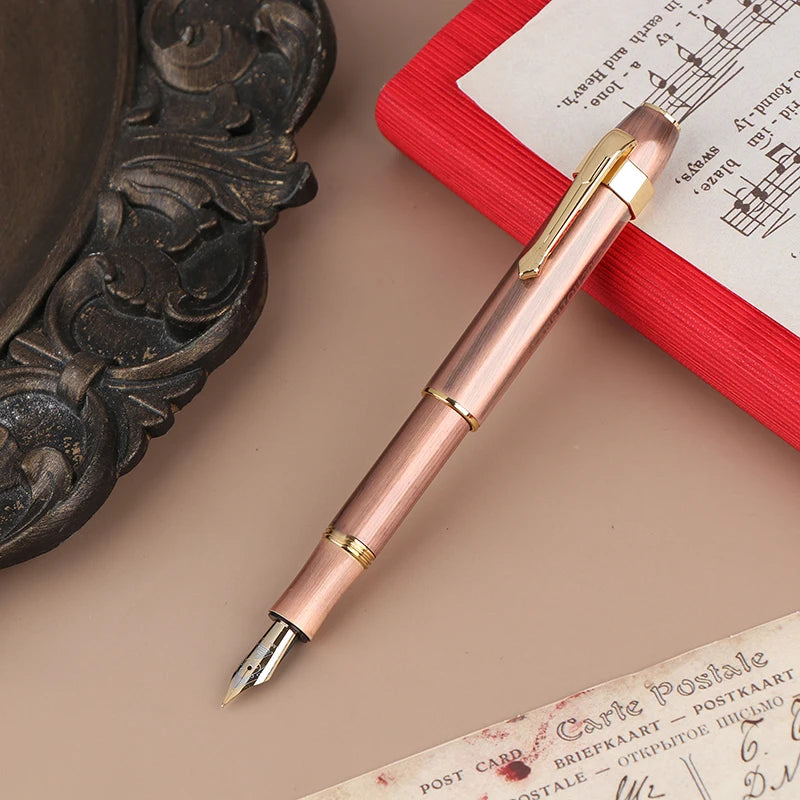 Antique Brass Pocket Rollerball Pen - Short Portable Smooth Writing Pen for Office, School & Gifts