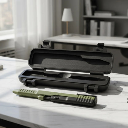 Tactical Slide Action Ballpoint Pen - Refillable Smooth Ink EDC Writing Tool with Case