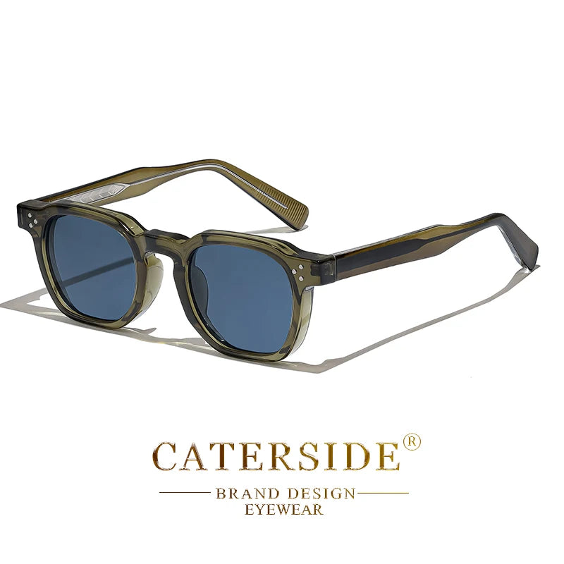 CATERSIDE Retro Punk Square Sunglasses – 2-Piece Fashion Set for Men & Women, Party & Festival Gift Glasses