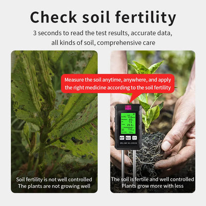 6 in 1 Soil Tester - pH, Temperature, Humidity, Sunlight, Air, Moisture & Nutrient Fertility Meter for Gardening