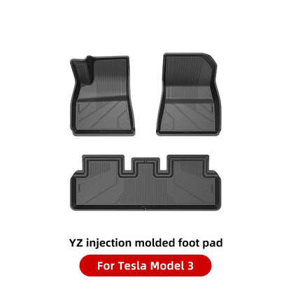 YZ Floor Mats for Tesla Model 3/Y 2021-2023 — Waterproof, Non-Slip TPE Car Accessories