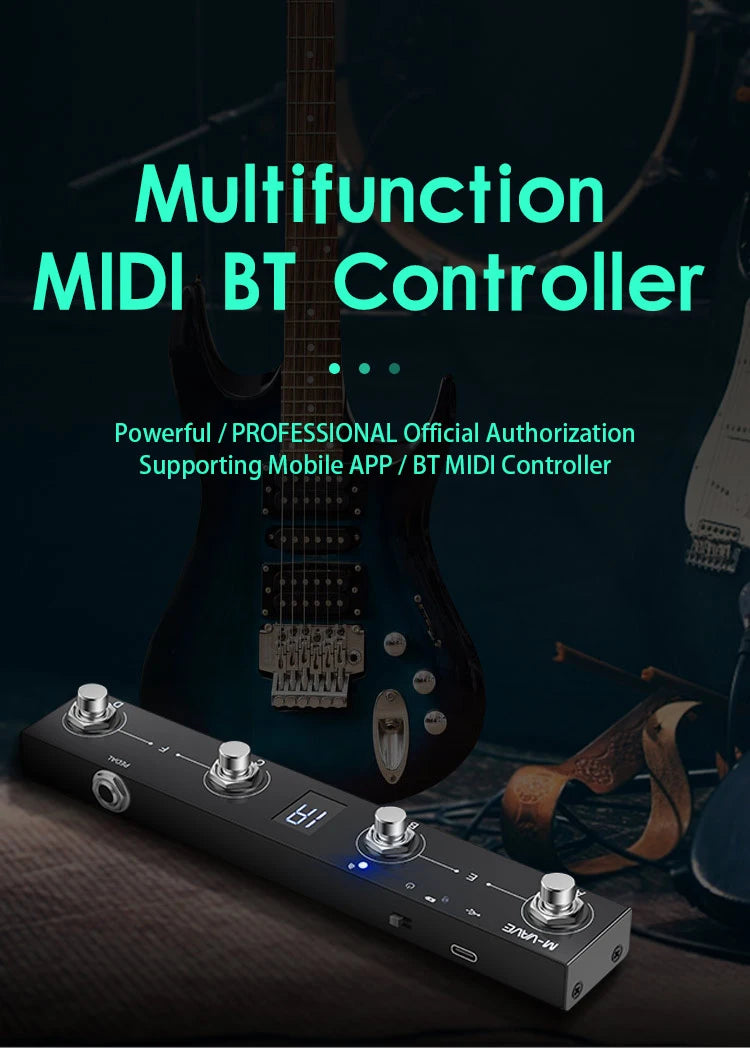 M-VAVE Chocolate MIDI Controller Pedal – Bluetooth Rechargeable, 4 Buttons with APP Control & Wireless Transmission