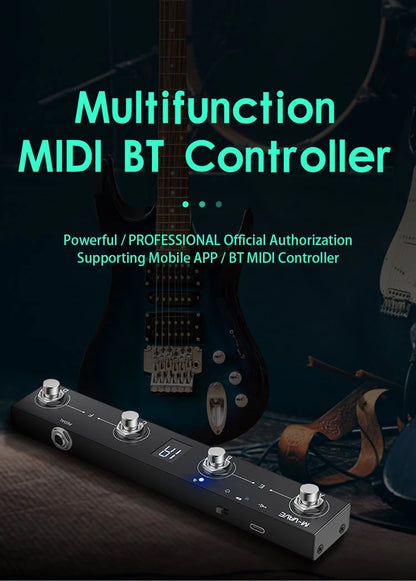 M-VAVE Chocolate MIDI Controller Pedal – Bluetooth Rechargeable, 4 Buttons with APP Control & Wireless Transmission