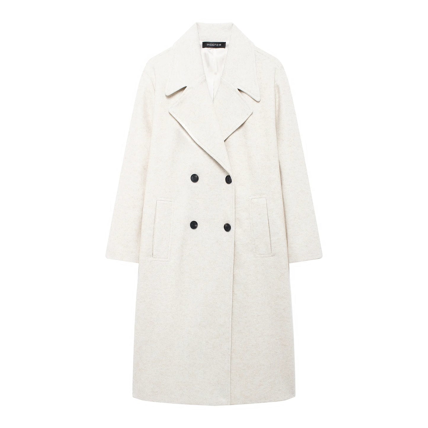TRAFZA 2024 Women’s Autumn Loose Coat – Lapel Double-Breasted Long Sleeve Trench Jacket, Winter Warm Vintage Outerwear