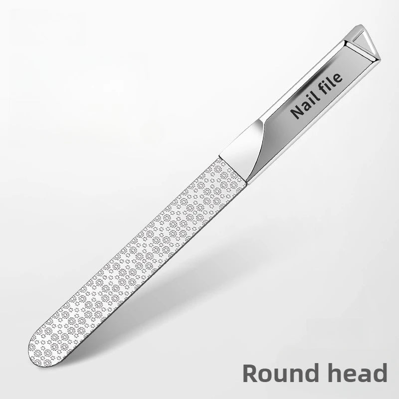 Stainless Steel Double-Sided Nail File - Professional Manicure Buffer & Nail Styling Tool for Home and Travel