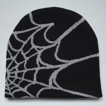 Y2K Spider Web Knit Hat - Unisex Outdoor Sports Fashion Beanie for Men & Women