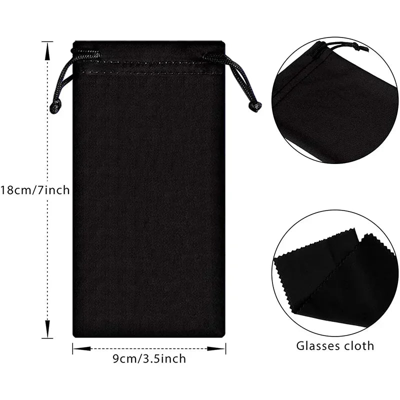 Portable Waterproof Microfiber Sunglasses Storage Bag, Soft Cloth Eyewear Carry Pouch, Dustproof Glasses Case (1-50pcs)