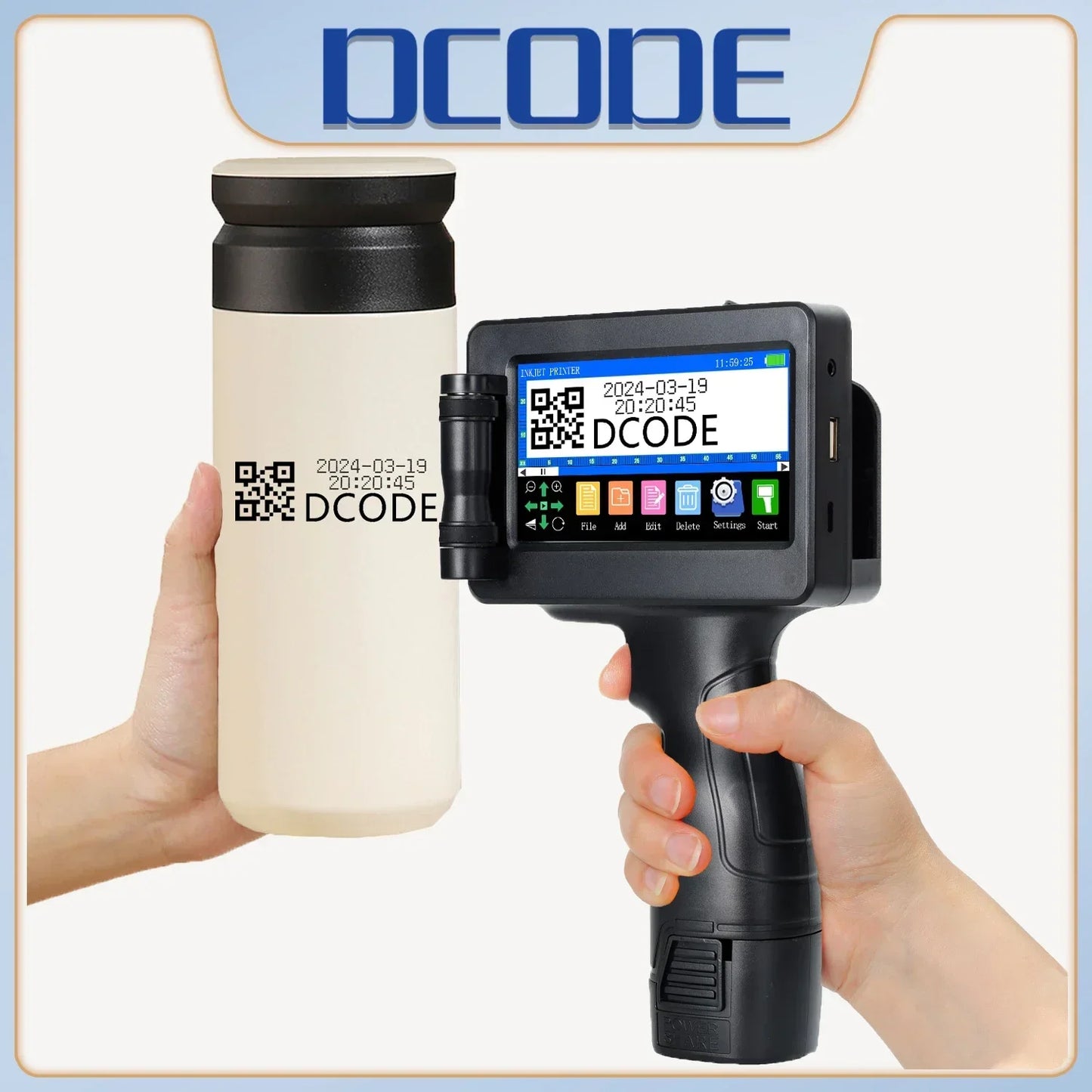 DCODE 1755PLUS Portable Handheld Inkjet Printer – 12.7mm Text, QR, Barcode, Logo & Date Printing Machine