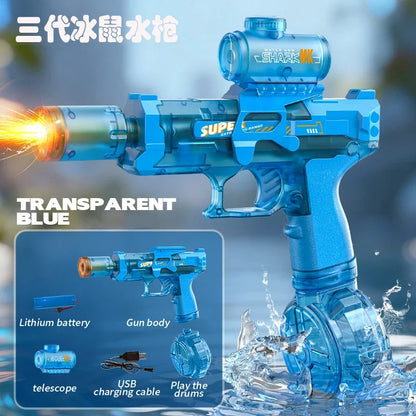 Electric Water Gun Toy - Automatic Sensor Light Recoil Simulation Outdoor Beach Toy for Kids