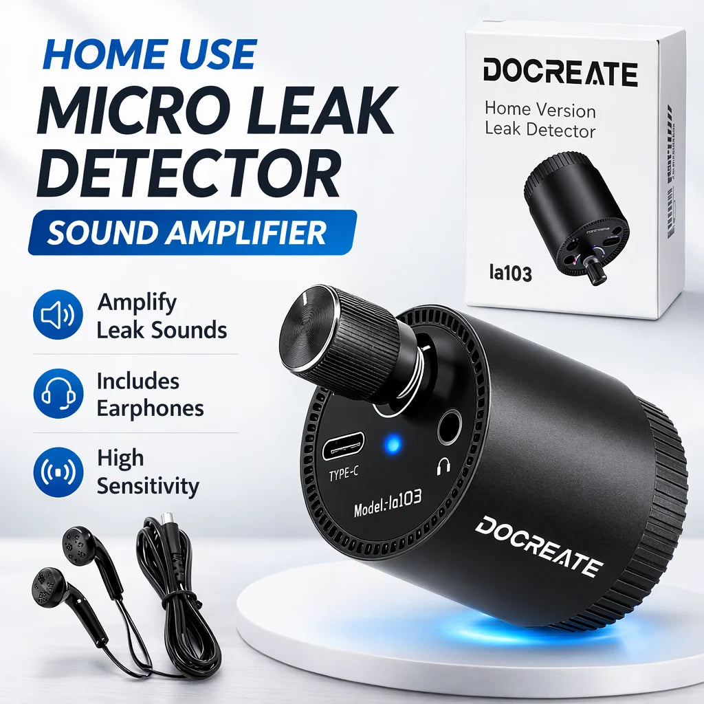 Docreate Mini Leak Detector & Sound Amplifier - 13000X Audio Magnification Sensor with Rechargeable 200mAh Battery