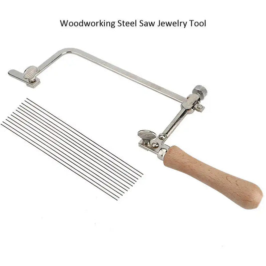 Adjustable U-Shaped Mini Hand Saw Set – Steel Jewelry Saw Frame with 12 Blades for Woodwork & Craft Cutting
