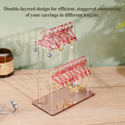 16pcs Hanger-Shaped Jewelry Holders – Personalized Earring Display Racks & Organizer Stands