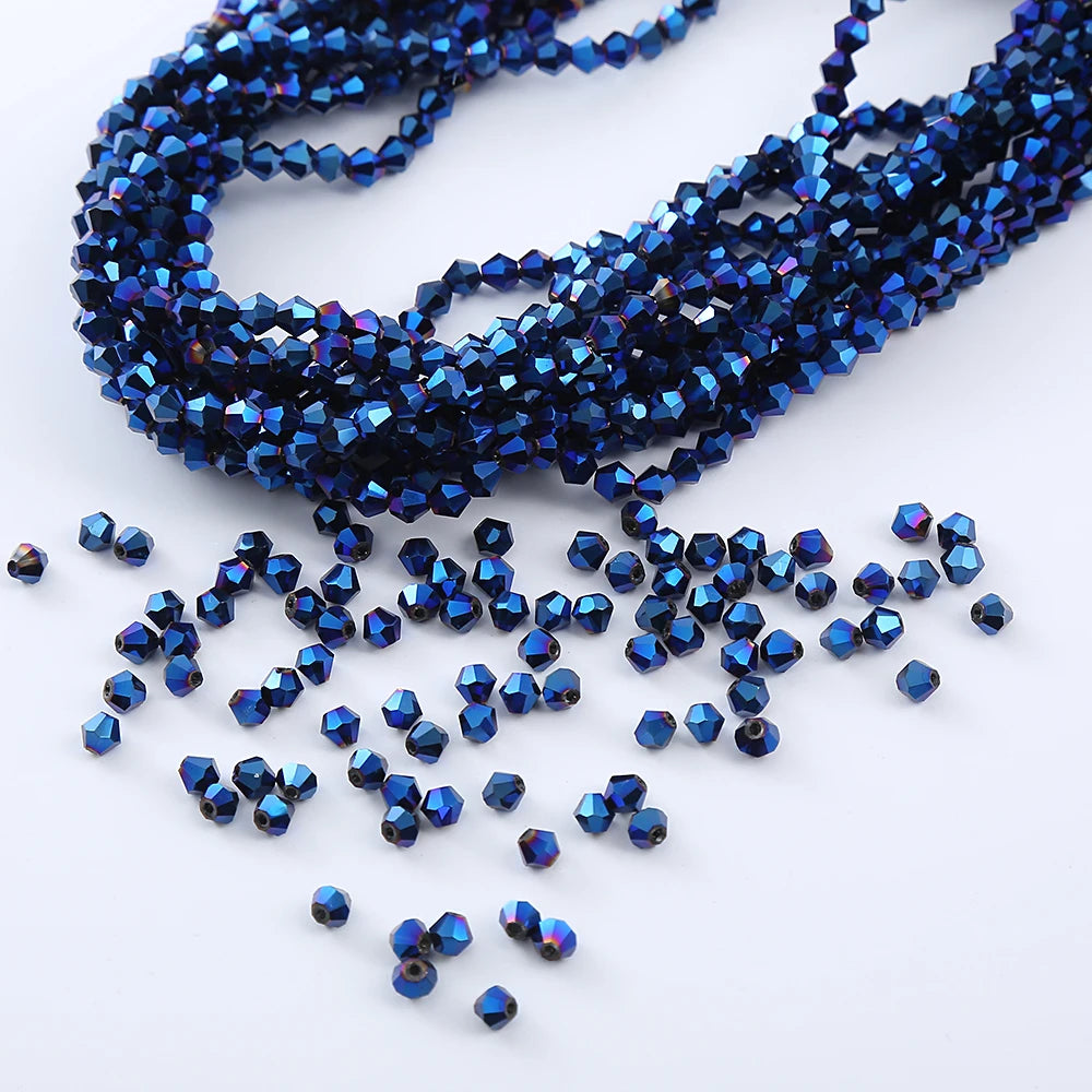 3/4mm Crystal Bicone Glass Beads - White Loose Faceted Beads for DIY Bracelets, Earrings & Jewelry Making