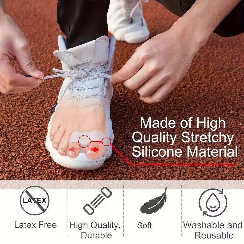 2-Piece Silicone Toe Separators - Soft Washable Reusable Toe Spacers for Comfortable Foot Care
