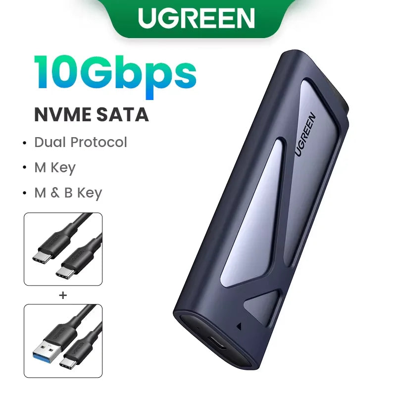 UGREEN M.2 SSD Enclosure - USB-C 3.1 Adapter for NVMe PCIe & NGFF SATA M.2 SSDs