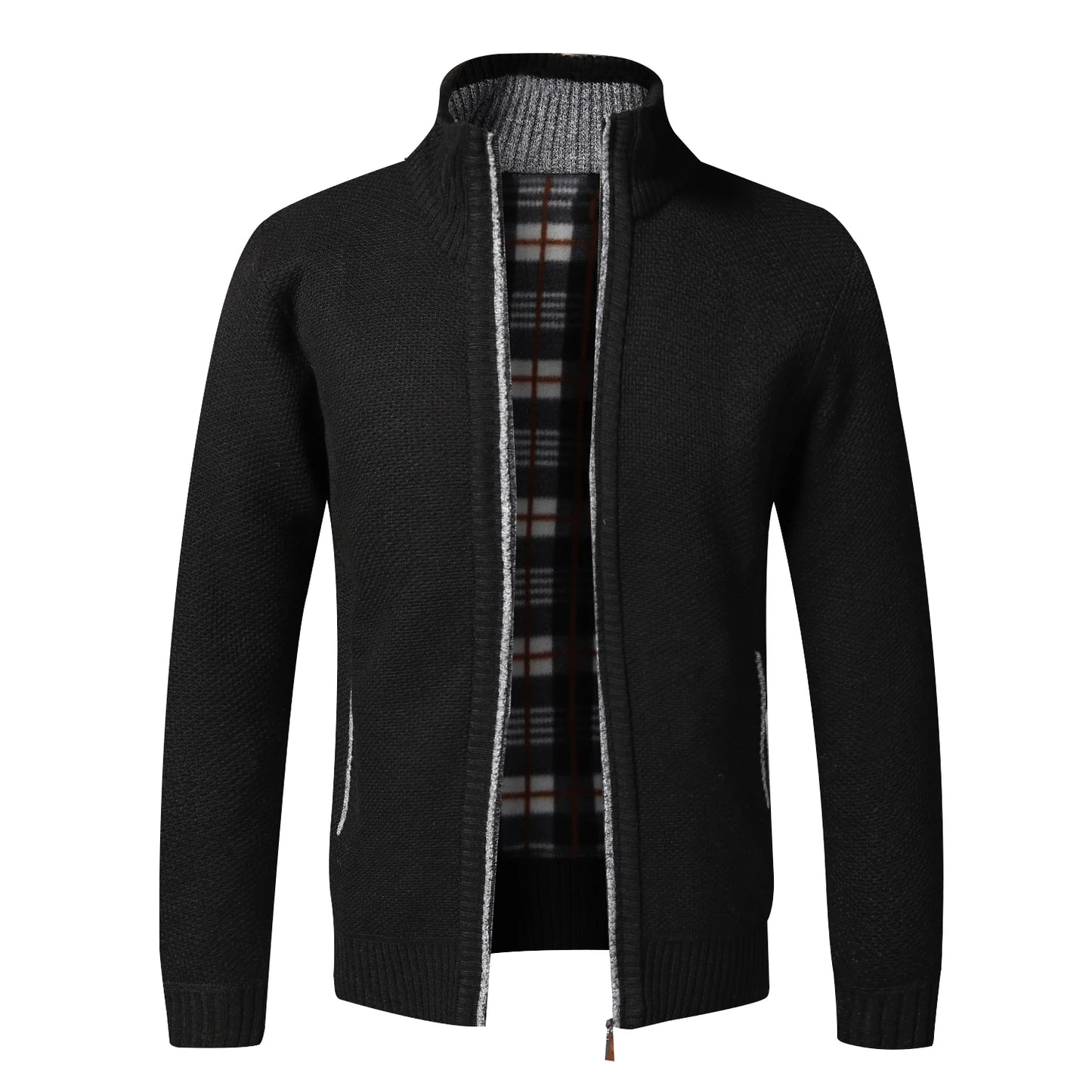 Men's Warm Fleece Cardigan Sweater - Full Zip Slim Fit Knitted Winter Jacket Coat