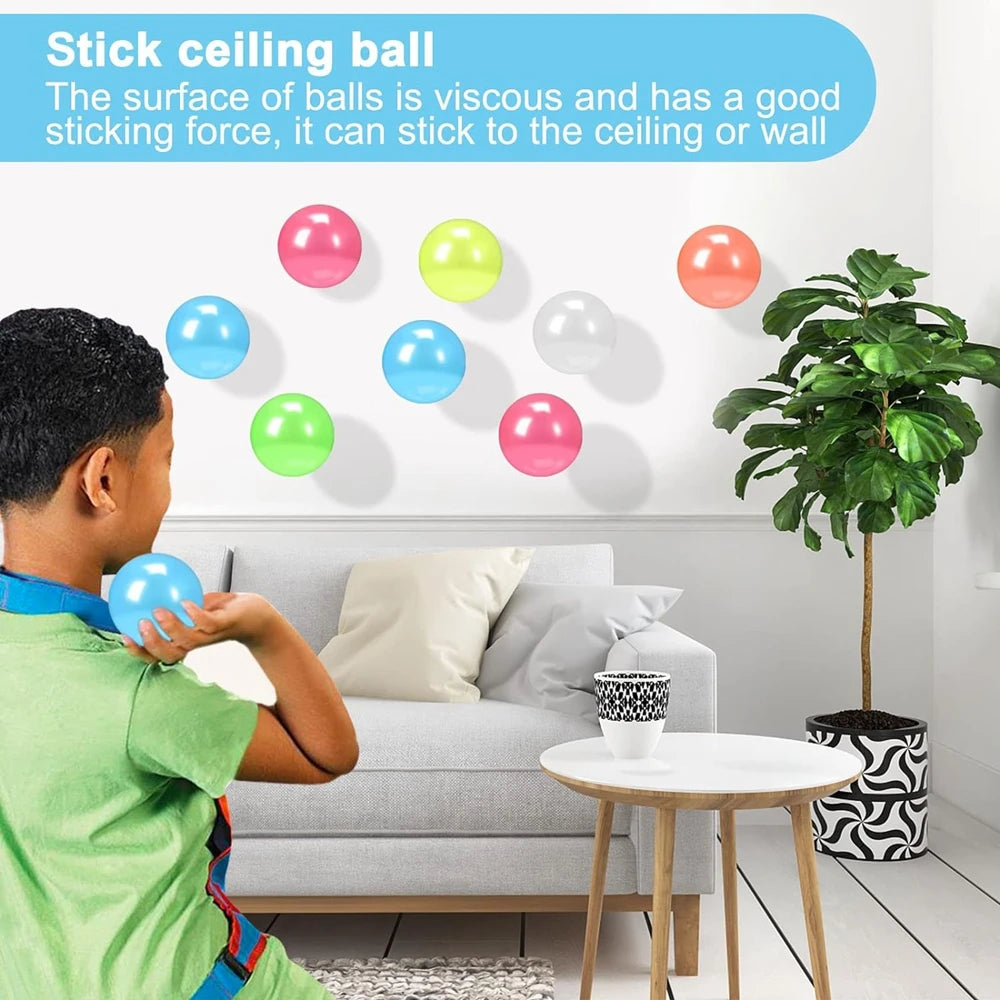 5-Piece Glow-in-the-Dark Sticky Balls - Squishy Stress Relief & Party Favor Toys