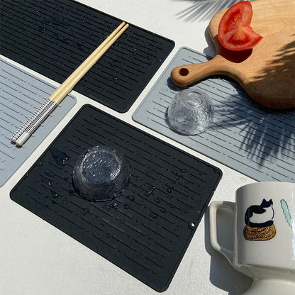 Silicone Dish Drying Mat (41 x 15cm) | Large Countertop, Sink & Dish Draining Mat, Heat-Resistant Trivet
