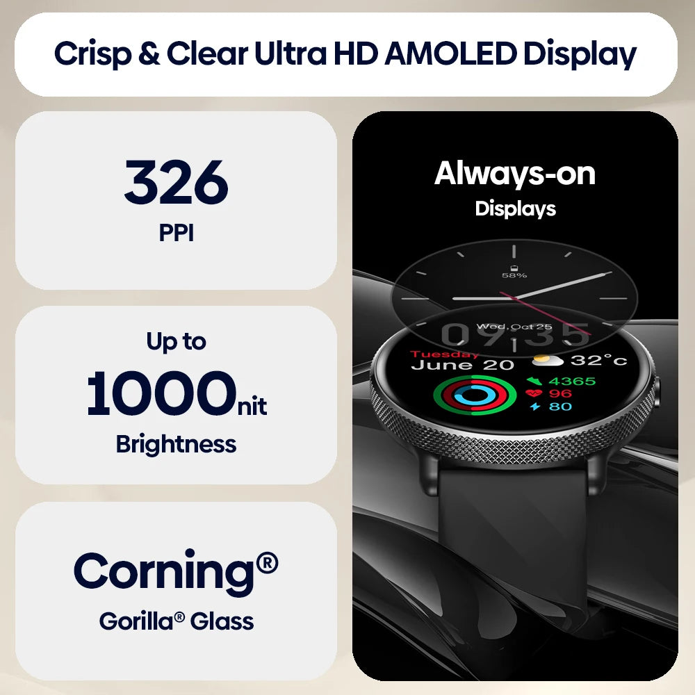 Zeblaze GTR 3 Pro Smartwatch — AMOLED Display Fitness Watch with Call Function, 316L Stainless Steel for Men & Women
