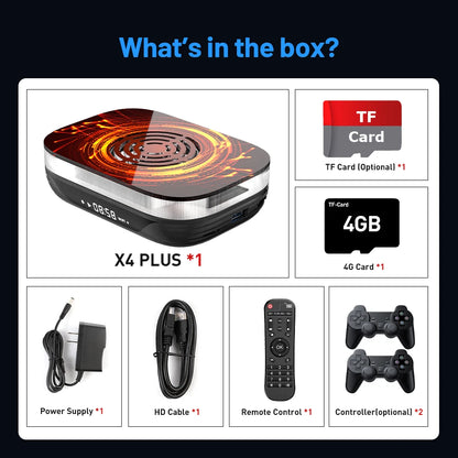 KINHANK Amlogic S905X4 Retro Video Game Console – Super Console X4 Plus with 90,000 Games, 60+ Emulators, 4K HD TV Box for Arcade/MAME/NAOMI