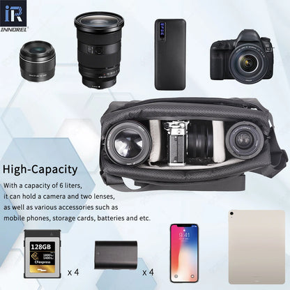 INNOREL CB0621 6L Waterproof Camera Sling Bag – Crossbody DSLR/SLR/Mirrorless Travel Bag for Photography, Cycling & Daily Use