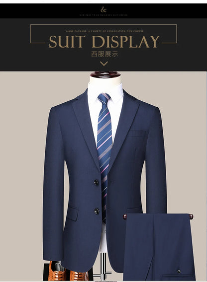2023 Men’s Two-Button Wedding Suit — Korean Slim Fit Fashion Business Formal Two-Piece Set (Blazer + Trousers)