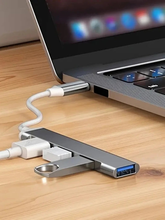 4-Port USB Type-C Hub Multi Splitter Adapter OTG – Compatible with MacBook, Xiaomi, Lenovo & Laptop Accessories for Fast Data Transfer & Expansion