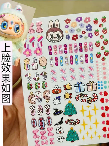 17cm Labubu V1/V2 Custom Eye Stickers Eyelash Vinyl Doll Makeup DIY Tools Accessories