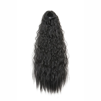 22-Inch Kinky Curly Ponytail Extension - Synthetic Drawstring Clip-In Hairpiece for Women
