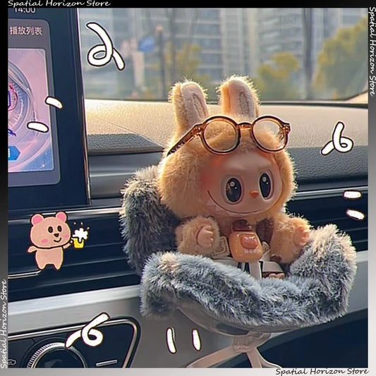 Mini Plush Safety Seat — Kawaii Labubu Idol Kpop Doll Car Air Freshener & Decoration Accessory