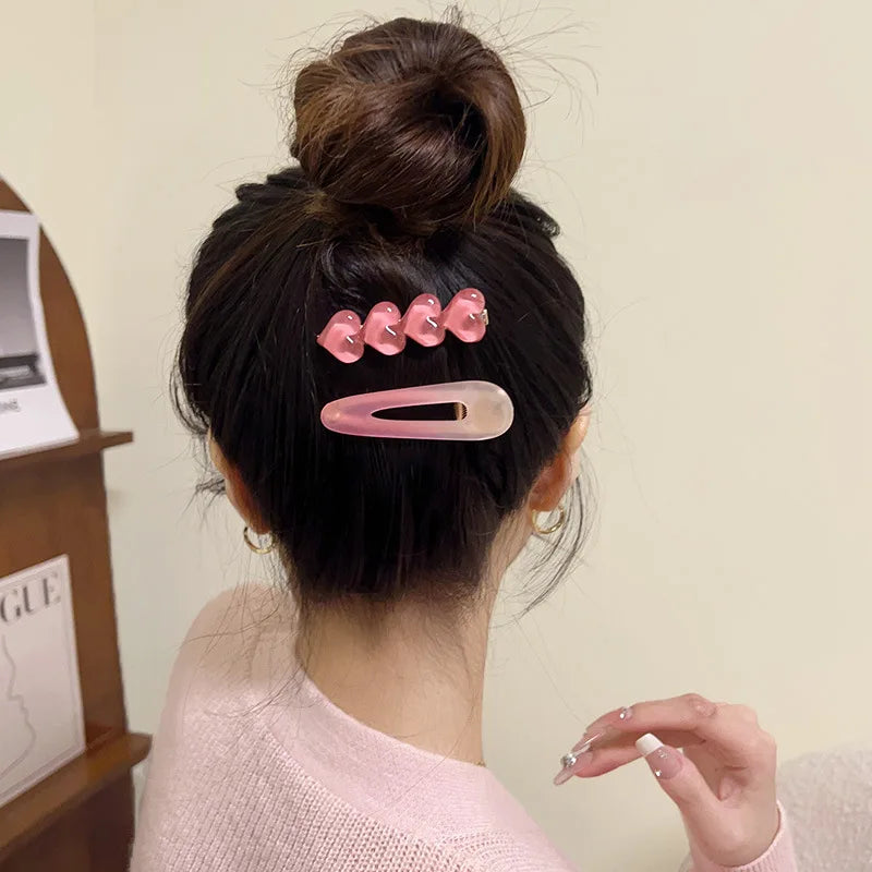 Cute Love Acrylic Hair Clips –  Frosted Barrettes for Girls Fashion Hair Accessories & Trendy Jewelry Pins