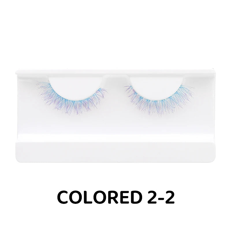 Colorful Halloween False Eyelashes – Blue, Red & Pink Cosplay Fake Lash Extensions for Makeup Looks