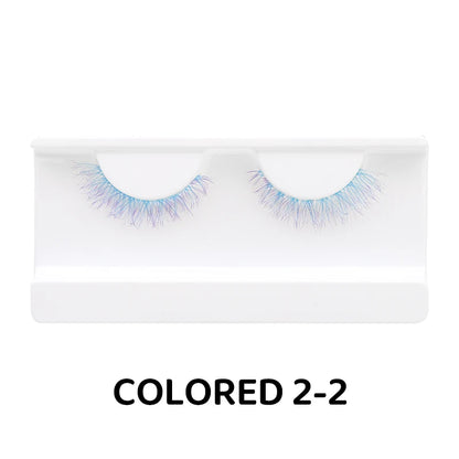 Colorful Halloween False Eyelashes – Blue, Red & Pink Cosplay Fake Lash Extensions for Makeup Looks