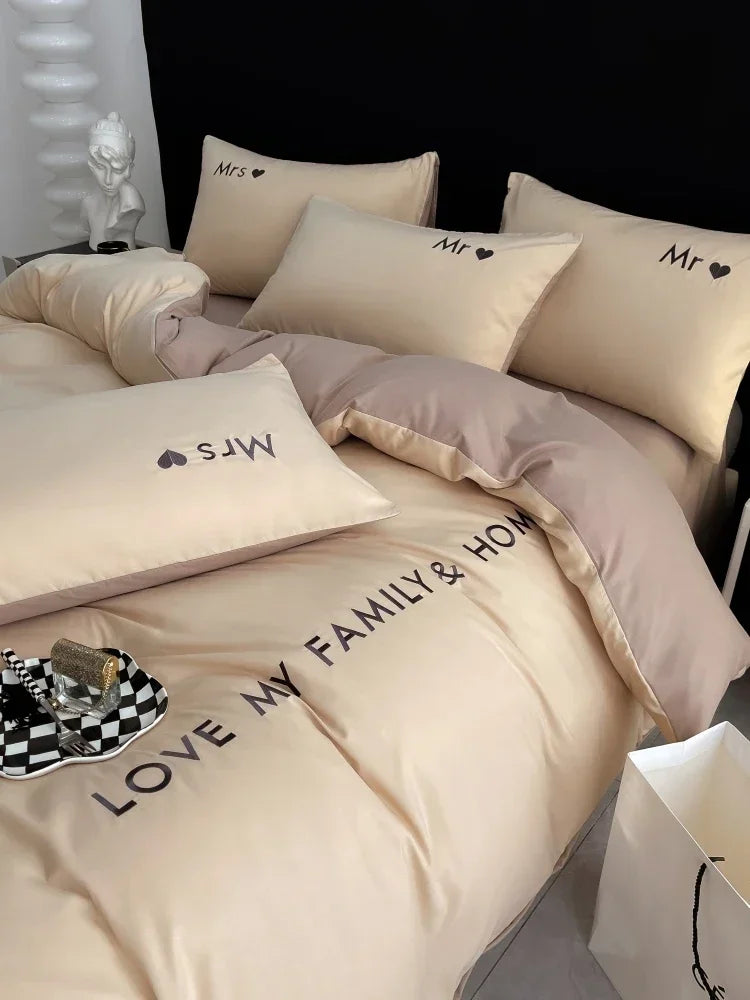 Nordic Luxury Egyptian Cotton Bedding Set - King, Queen, Double, Twin Size with Sheet, Duvet Cover & Pillowcases