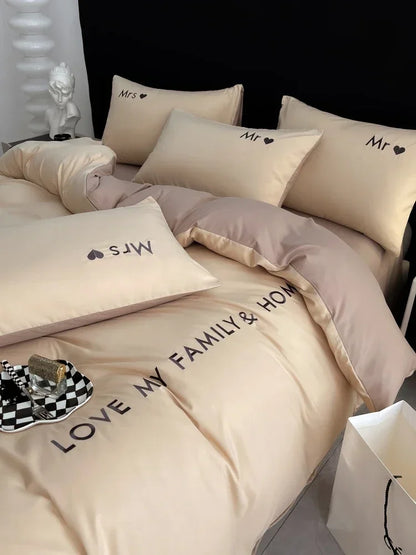 Nordic Luxury Egyptian Cotton Bedding Set - King, Queen, Double, Twin Size with Sheet, Duvet Cover & Pillowcases
