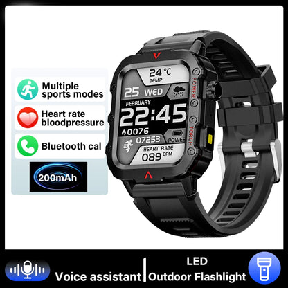 G.L Wear 2025 Sports Smart Watch – Bluetooth Call, LED Flashlight, Multi-Function Outdoor Fitness Watch for Men & Women