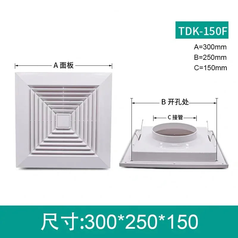 ABS Square Air Conditioner Diffuser - Ceiling Vent Outlet for Duct Exhaust and Ventilation Hood