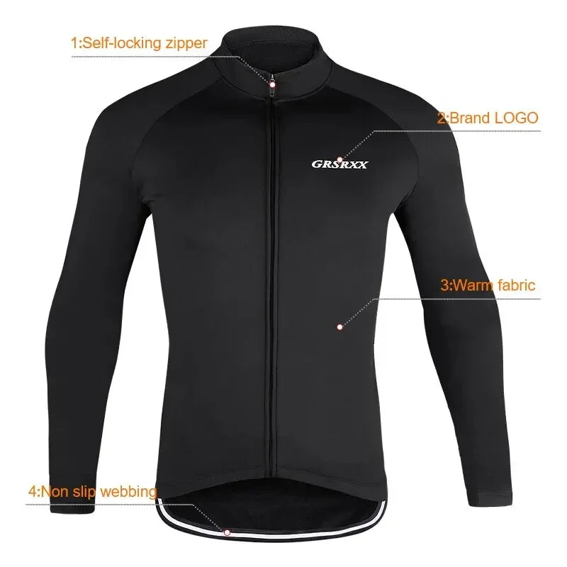GRSRXX Thermal Winter Cycling Jacket – Unisex MTB Bike Coat & Sleeveless Long Sleeve Cycling Jersey