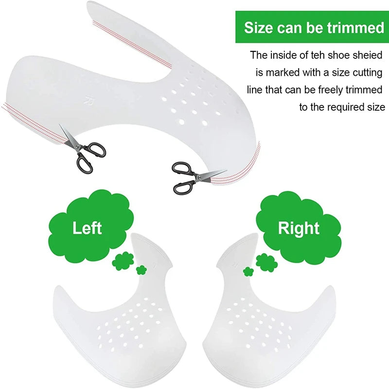 4Pcs Crease Protector & Shoe Head Stretcher - Anti-Crease Sneaker Support & Toe Cap for Wrinkle-Free Shoes