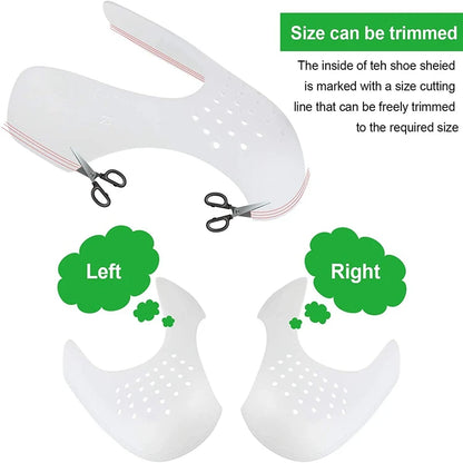 4Pcs Crease Protector & Shoe Head Stretcher - Anti-Crease Sneaker Support & Toe Cap for Wrinkle-Free Shoes