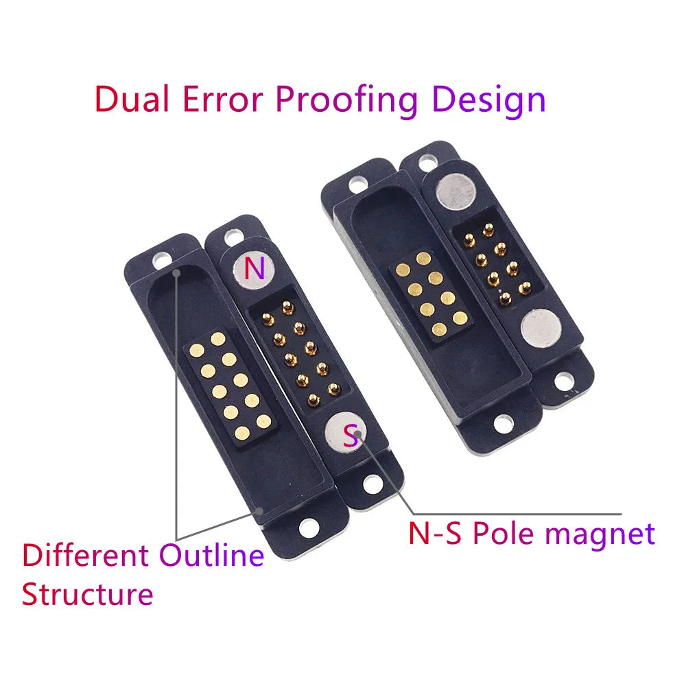 Magnetic Pogo Pin Connector - 2A Spring Loaded Male Female 2.54mm DC Power Socket, 8/10/12/14/16/20 Position Contacts, 1/3/5 Pairs