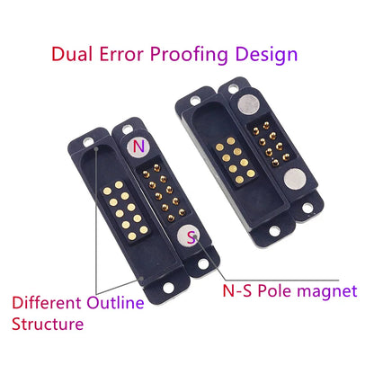 Magnetic Pogo Pin Connector - 2A Spring Loaded Male Female 2.54mm DC Power Socket, 8/10/12/14/16/20 Position Contacts, 1/3/5 Pairs