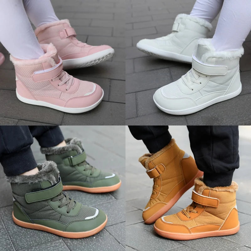 Kids Wide Toe Snow Boots - Warm Minimalist Barefoot Winter Shoes for Boys & Girls Toddlers