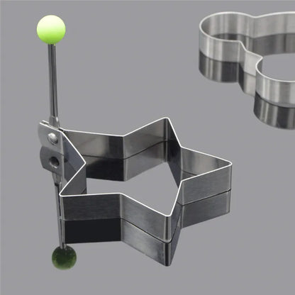 5pcs Stainless Steel Egg Mold Rings - Round, Heart, Flower, Star, and Mickey Mouse Shapes - Kitchen Utensil for Fun Breakfasts