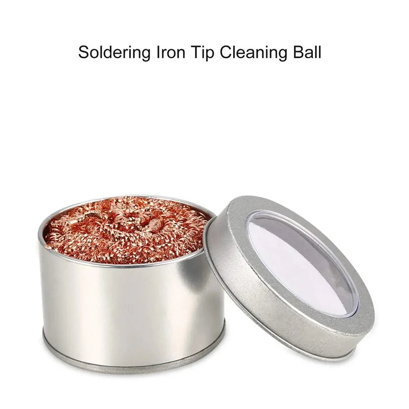 Soldering Iron Cleaning Ball - Copper Wire Tip Cleaner with Mesh Filter & Metal Dross Removal Box