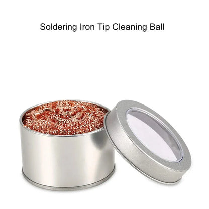 Soldering Iron Cleaning Ball - Copper Wire Tip Cleaner with Mesh Filter & Metal Dross Removal Box