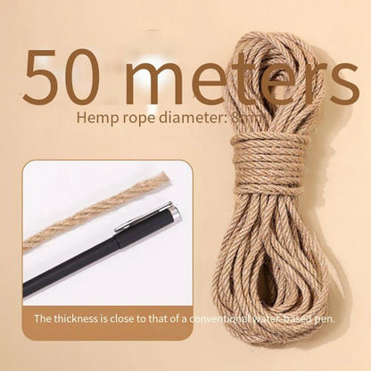 Natural Sisal Rope for Cat Scratchers – 20/50M, 4/6/8MM DIY Toy, Scratching Post & Furniture Protector