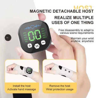EMS Hand & Wrist Massager - Cordless 10-Mode Vibration Massage Brace with USB Rechargeable Design